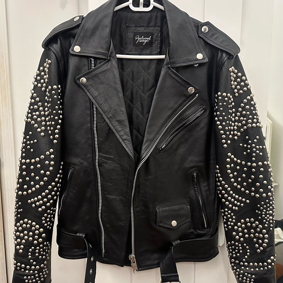 ASOS Reclaimed Vintage Black Real Leather Biker
Jacket Moto Stud ASOS H&M Zara M - Picture 7 of 16